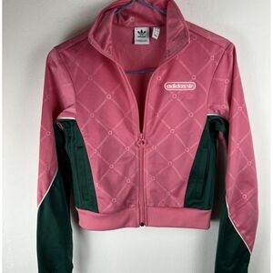 Adidas Pink and Green Track Jacket